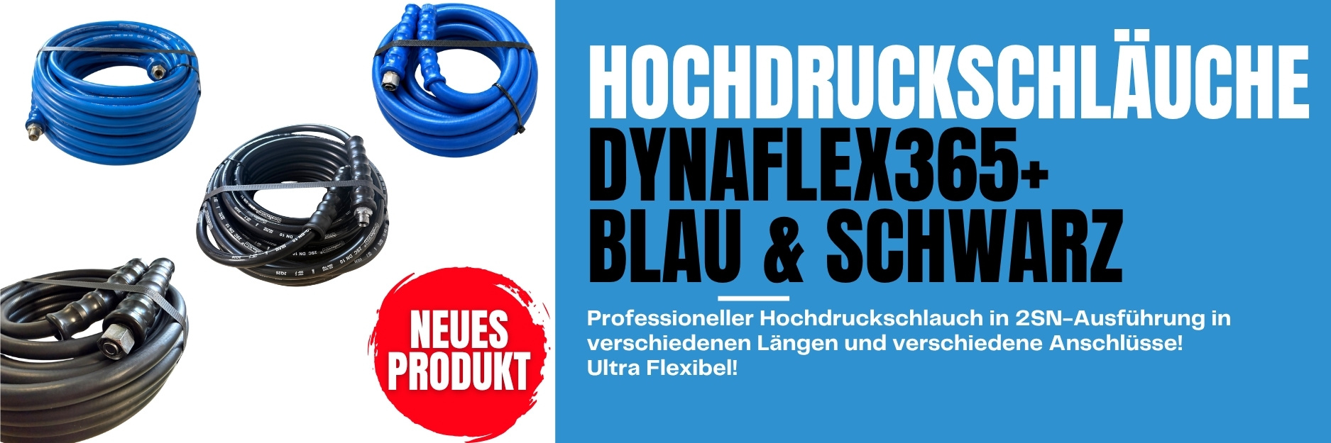 Professioneller Dynaflex365+® Hochdruckschlauch – passend für leistungsstarke Nilfisk/ALTO Hochdruckreiniger mit 3/8"-Gewindeanschluss