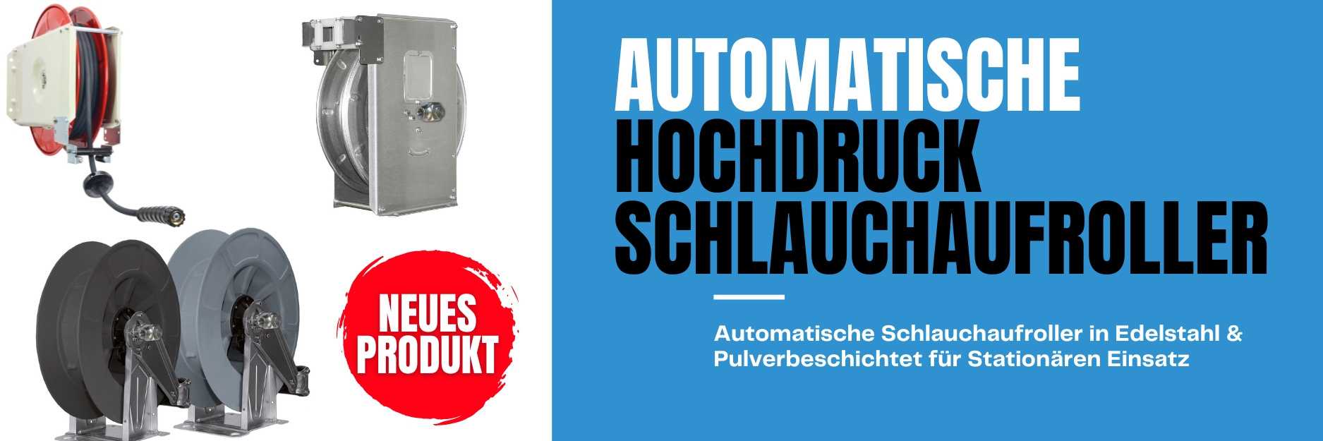 Automatischer Schlauchaufroller - in verschiedenen Längen - Komplettset inkl. Schlauch