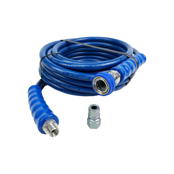 Hochdruckschlauch DN08 Blau-glatt 10 Meter inkl. Kpl.